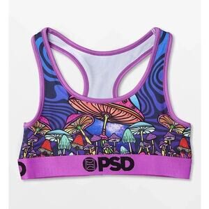 PSD Top Women's Essential Sports Magic Shrooms SB Purple Design Size Large NWT